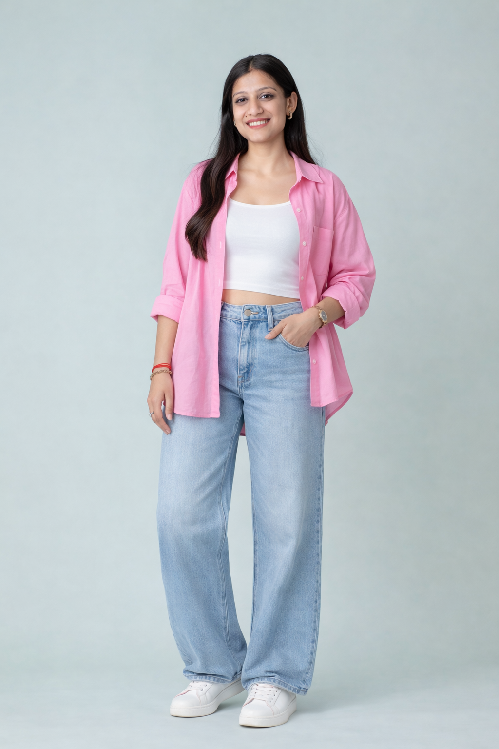 Blush Daydream Oversized Cotton Shirt