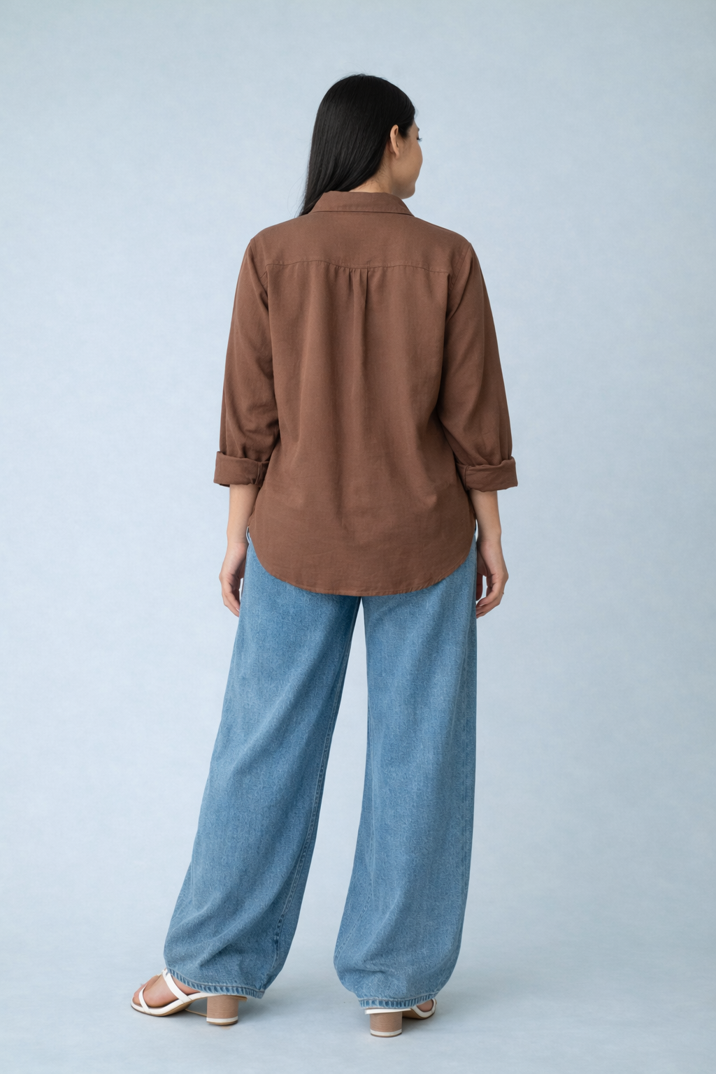 Classic Brown Oversized Cotton Shirt