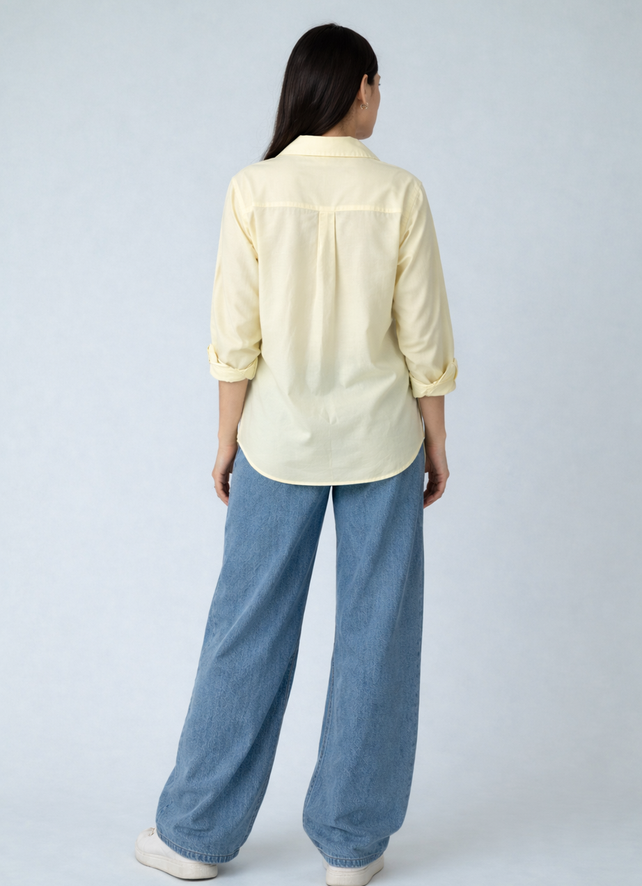 Soft Lemon Oversized Cotton Shirt