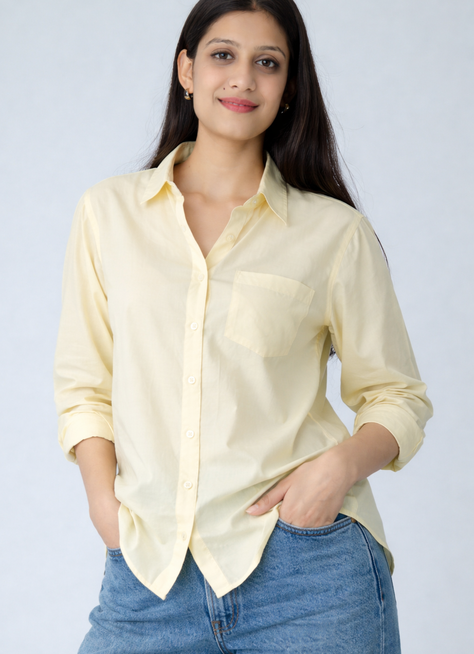 Soft Lemon Oversized Cotton Shirt