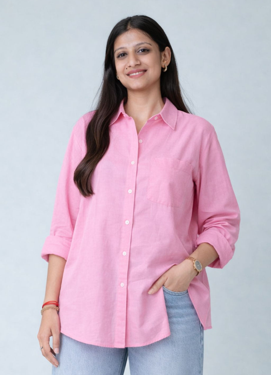 Blush Daydream Oversized Cotton Shirt