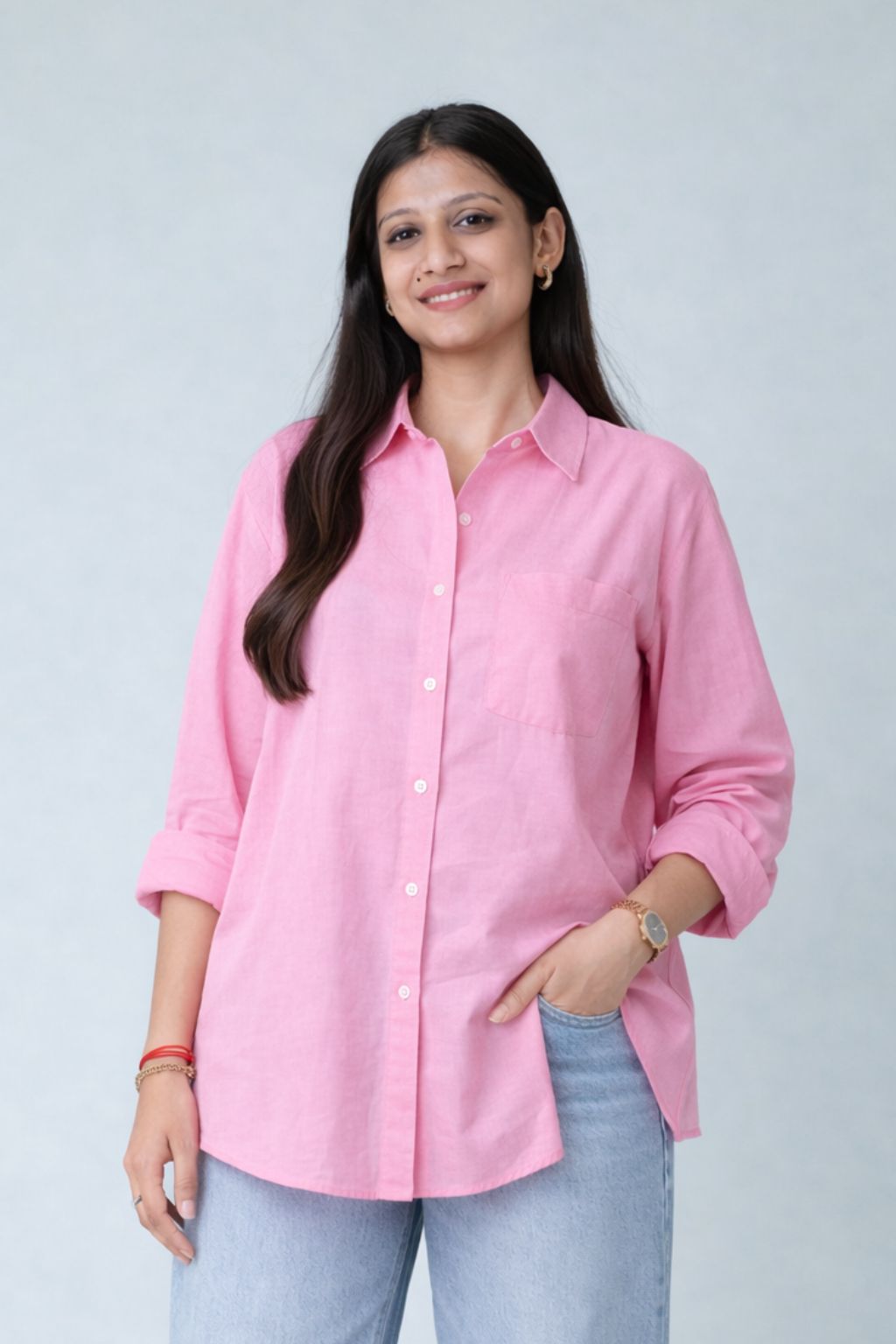 Blush Daydream Oversized Cotton Shirt