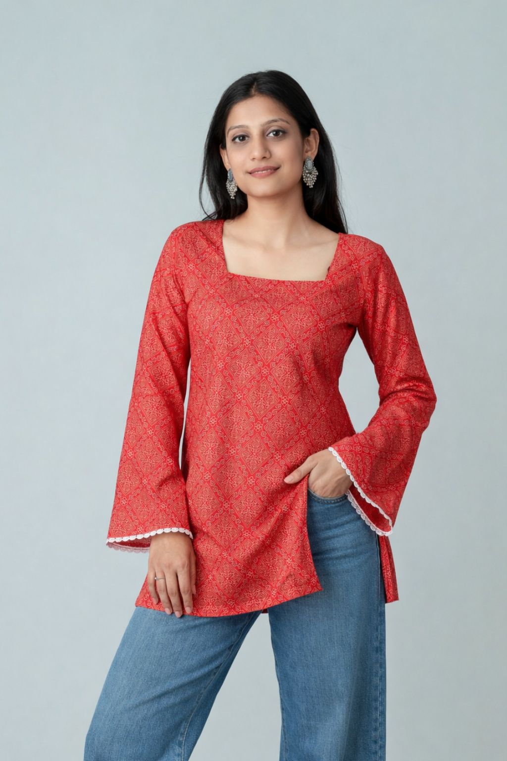 Rang Bandhini Square Neckline Short Tunic