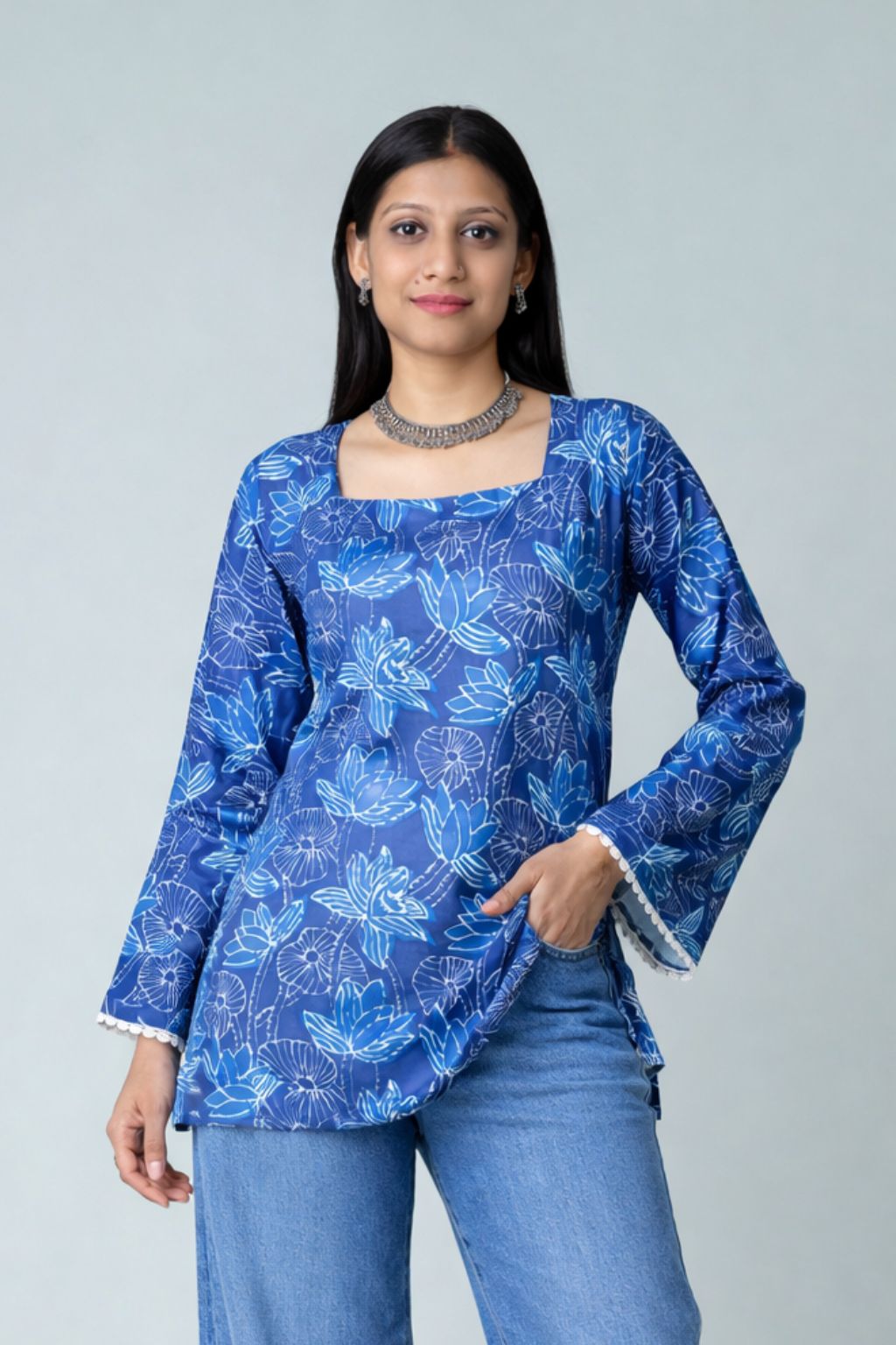 Pushp Rang Square Neckline Short Tunic